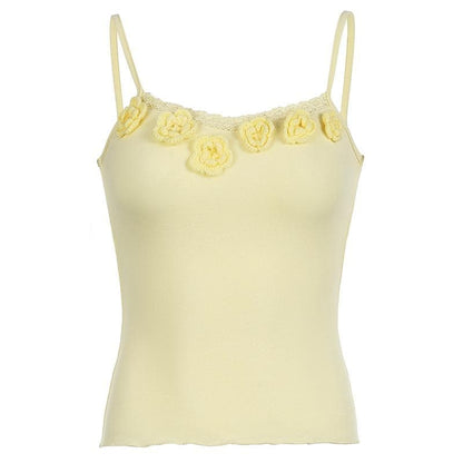 Flower applique lace hem ruffle cami top  | Festival Outfits Women