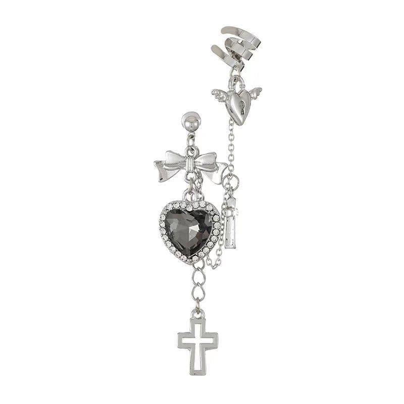 Bowknot heart cross drop earrings  | Festival Outfits Women