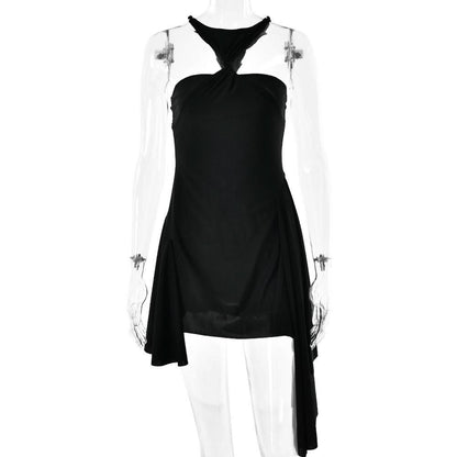 Halter ruched solid mini dress  | Festival Outfits Women