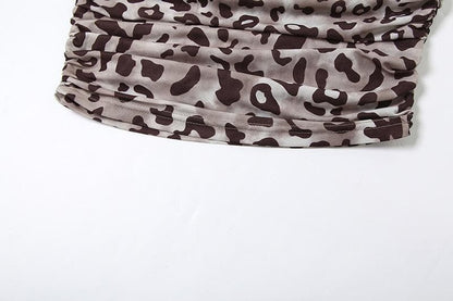 Leopard print ruched scarf tube top  | Festival Outfits Women  | Cheetah Print Top