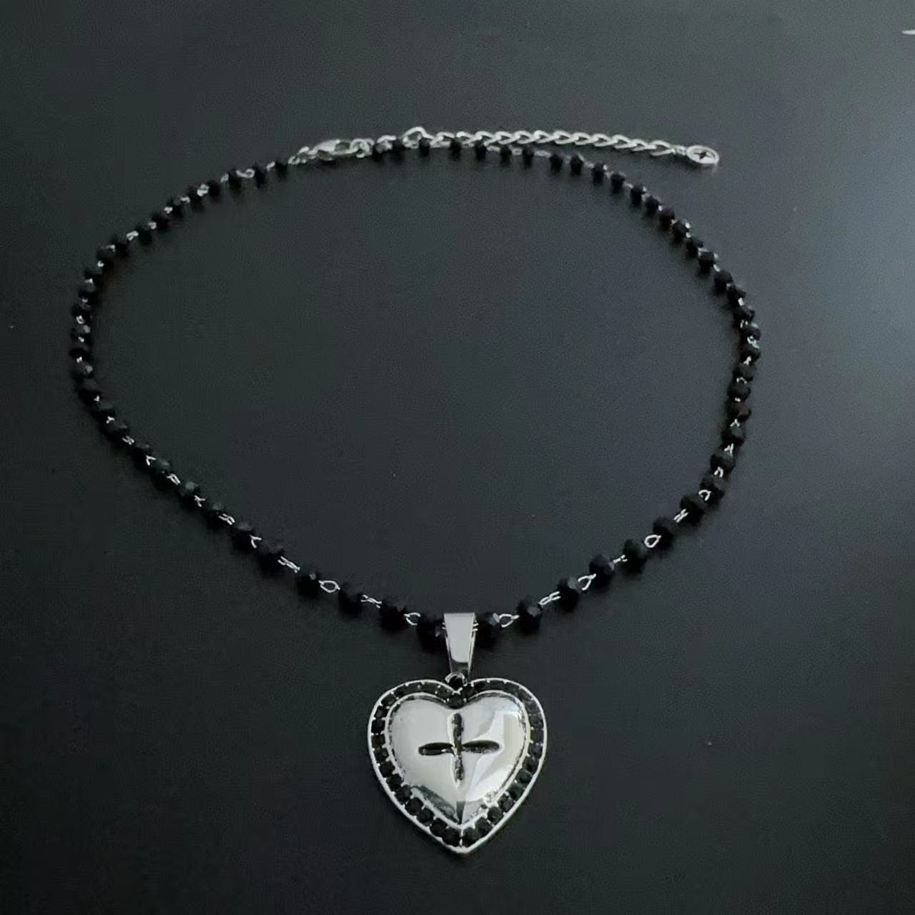 Heart cross beaded 2 pcs necklace  | Festival Outfits Women