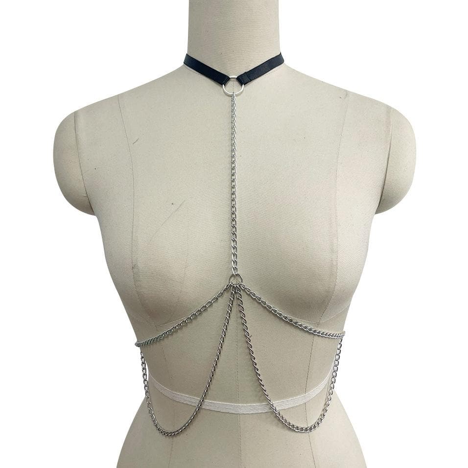 Halter o ring metal chain body chain  | Festival Outfits Women