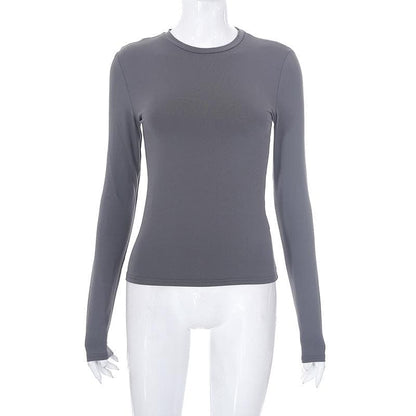 Crewneck solid long sleeve top