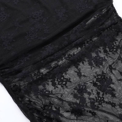 Lace cross applique irregular tube mini dress  | Festival Outfits Women