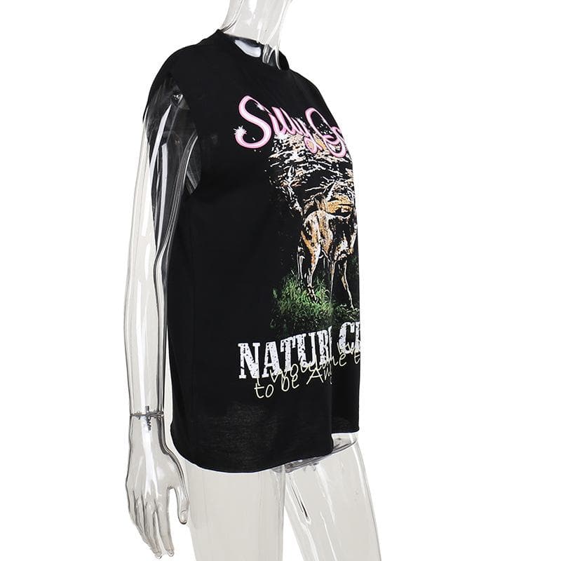 Sleeveless crewneck print top  | Festival Outfits Women