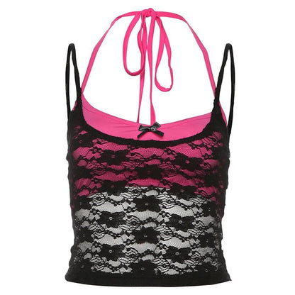 Halter lace bowknot 2 piece top  | Festival Outfits Women