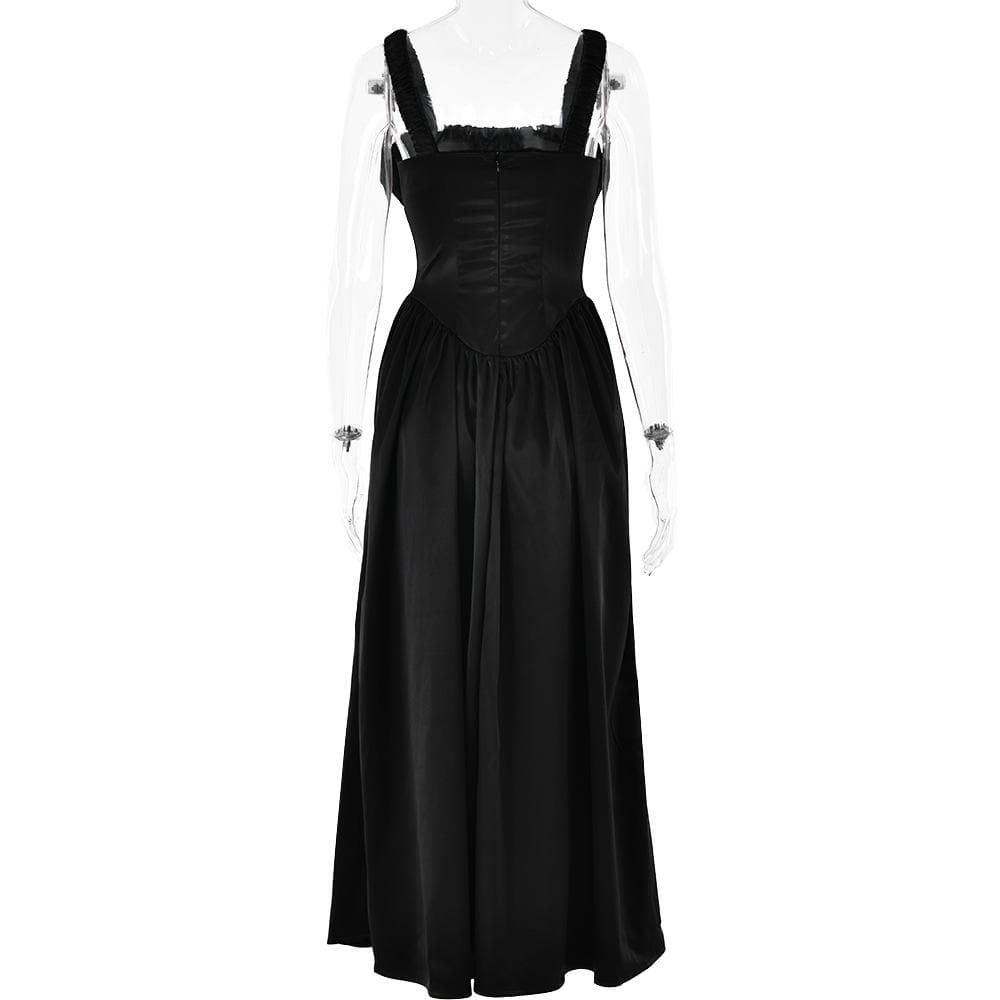 Ruched corset zip-up satin cami maxi dress  | Festival Outfits Women