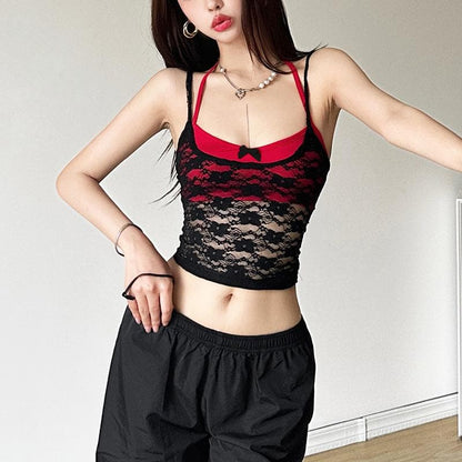 Halter lace bowknot 2 piece top  | Festival Outfits Women
