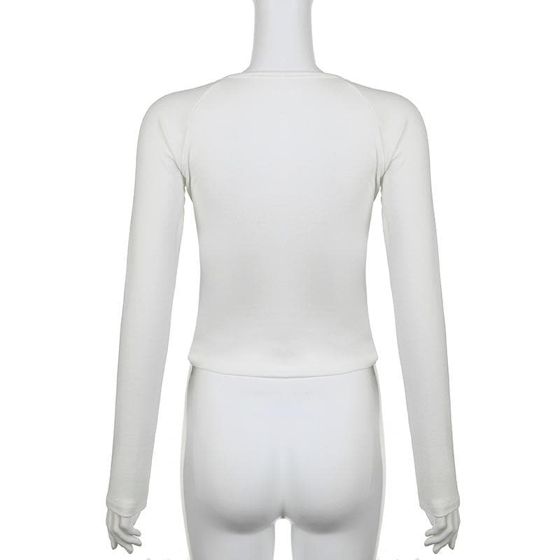 Fluffy patchwork solid long sleeve self tie top