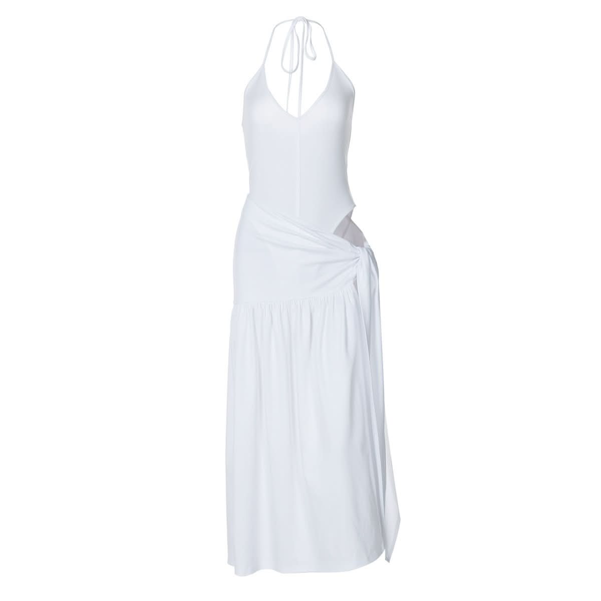 Halter v neck knotted slit maxi skirt set  | Festival Outfits Women