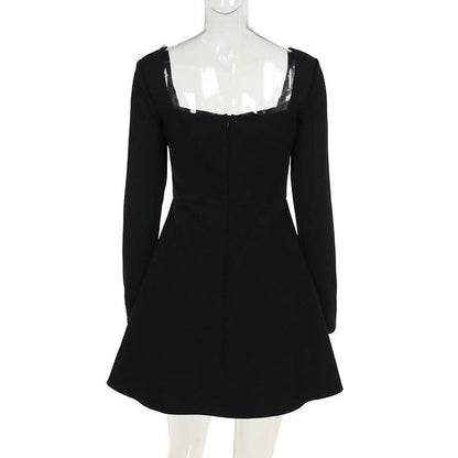 Square neck long sleeve beaded mini dress  | Festival Outfits Women
