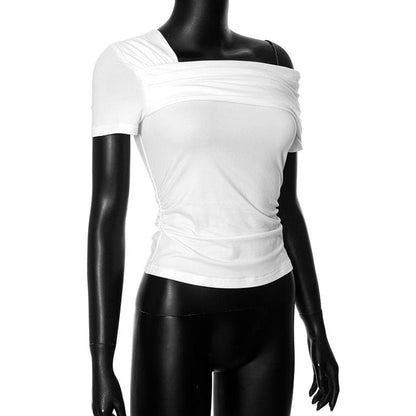 Ruched off shoulder solid irregular top  | Festival Outfits Women