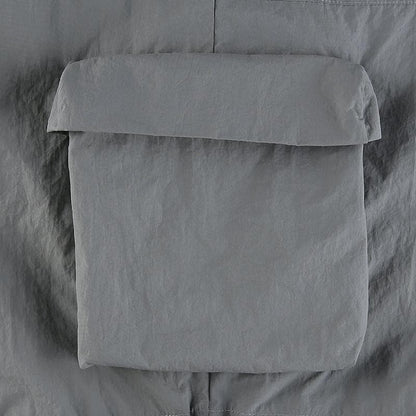 Drawstring solid cargo pocket low rise baggy pant Parachute pants