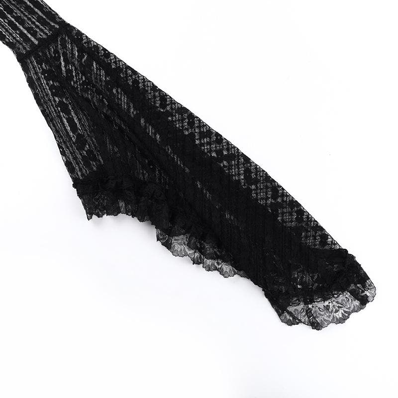 Long flared sleeve lace ruffle shrug top  | Festival Outfits Women