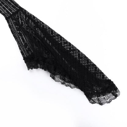 Long flared sleeve lace ruffle shrug top  | Festival Outfits Women