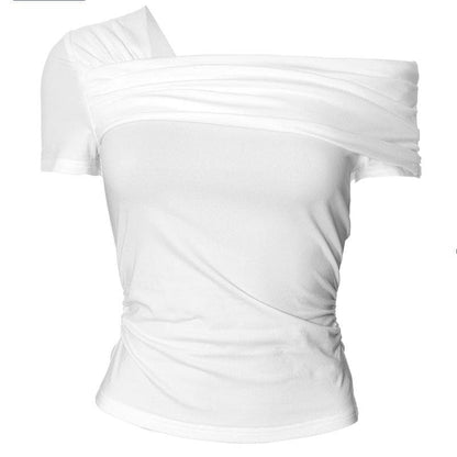 Ruched off shoulder solid irregular top  | Festival Outfits Women