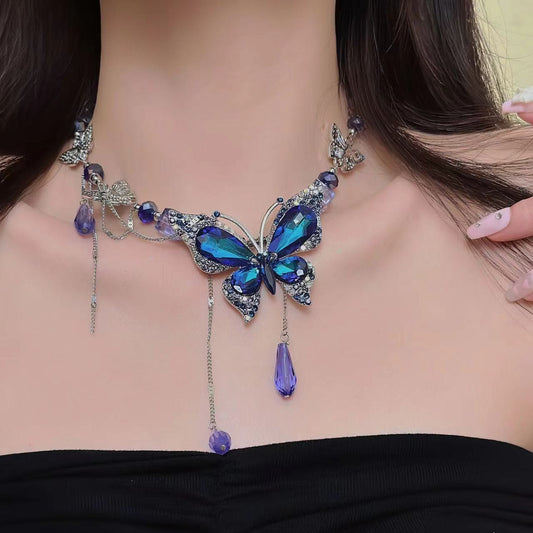 Butterfly beaded pendant choker necklace  | Festival Outfits Women