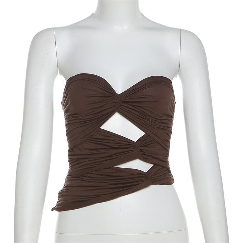 Sweetheart neck hollow out tube cut out top  | Festival Outfits Women