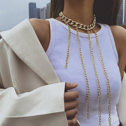 Cuban tassels metal chain choker necklace  | Festival Outfits Women