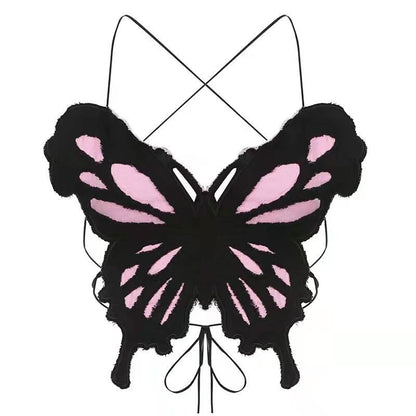 Butterfly pattern backless corss back cami top  | Festival Outfits Women