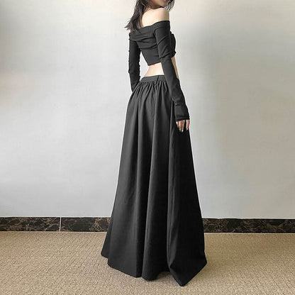 Ruched zip-up solid maxi skirt  | Festival Outfits Women