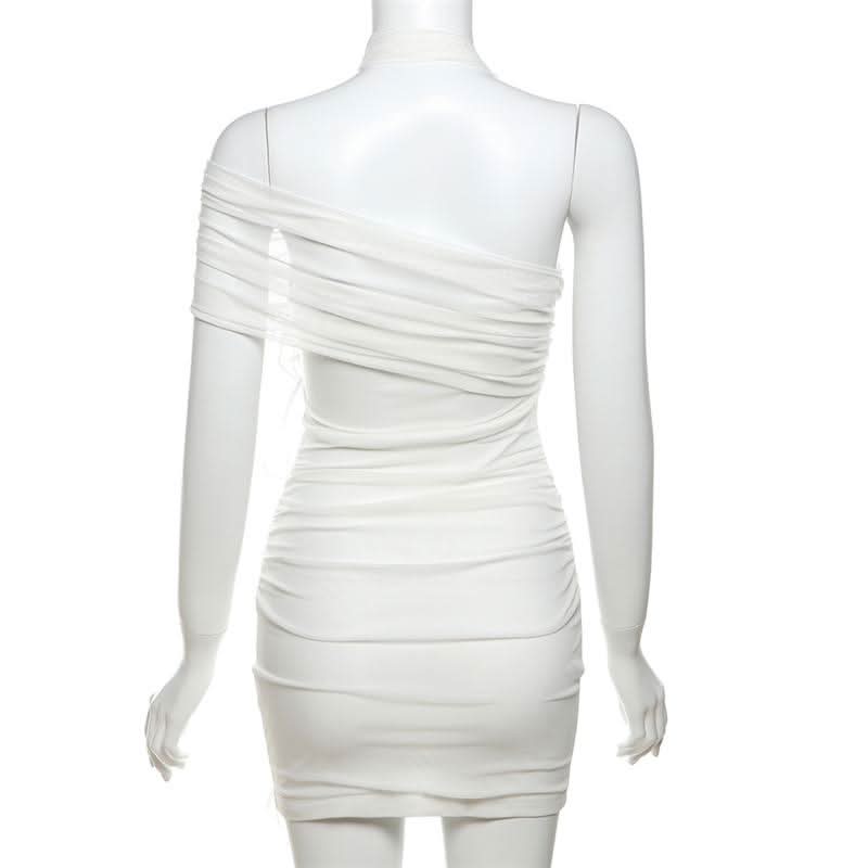 Halter flower applique mesh mini dress  | Festival Outfits Women