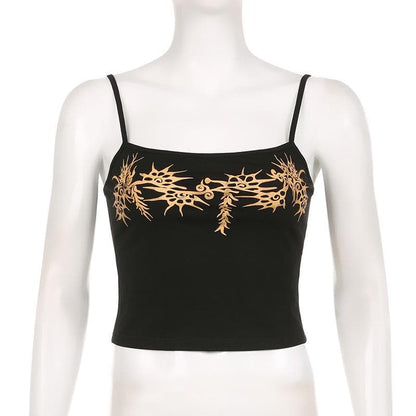 Abstract contrast backless square neck cami top
