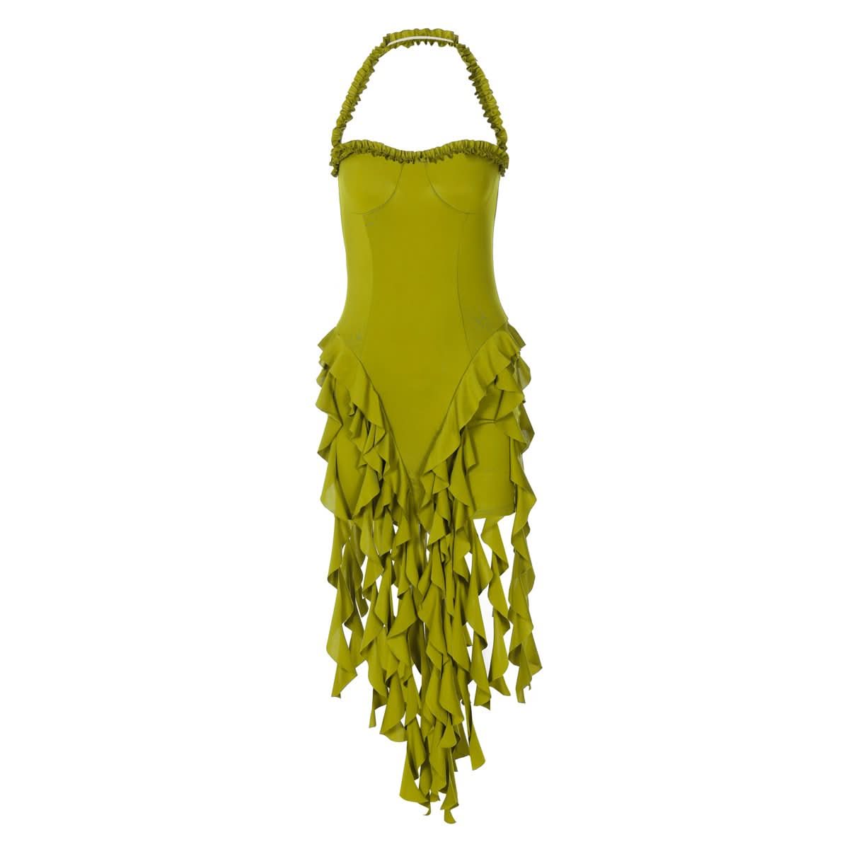 Halter ruffle backless midi dress  | Festival Outfits Women