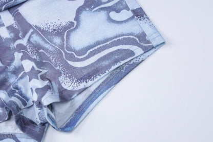 Abstract print backless contrast tube pant set  | Festival Outfits Women