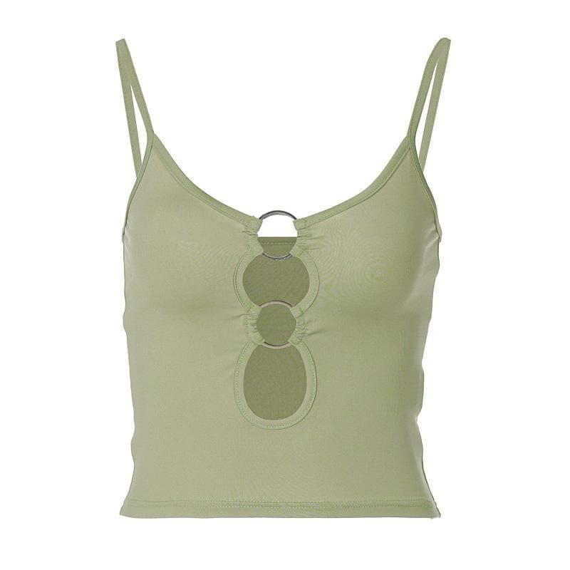 Hollow out low cut ring cami cut out top