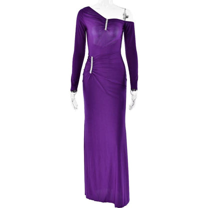 Irregular Long sleeve ruched backless slit maxi dress  | Festival Outfits Women