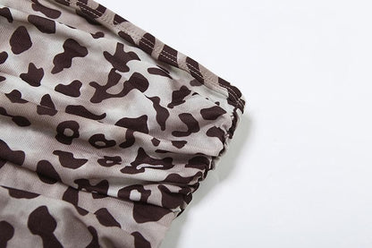 Leopard print ruched scarf tube top  | Festival Outfits Women  | Cheetah Print Top