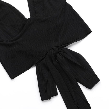 Halter v neck knotted backless maxi skirt set  | Festival Outfits Women