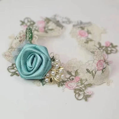 Rose applique lace faux pearl choker necklace  | Festival Outfits Women