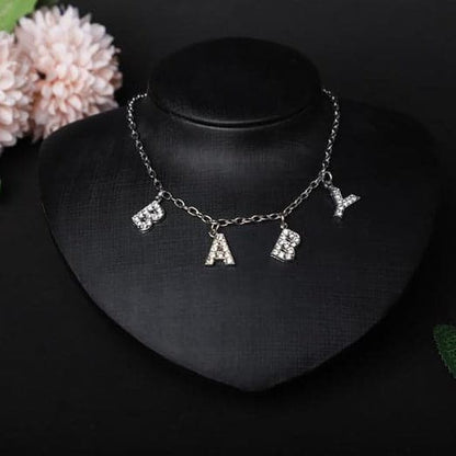 Characters pendant rhinestone necklace
