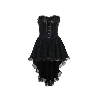 Sweetheart neck lace hem ruffle button mini dress  | Festival Outfits Women