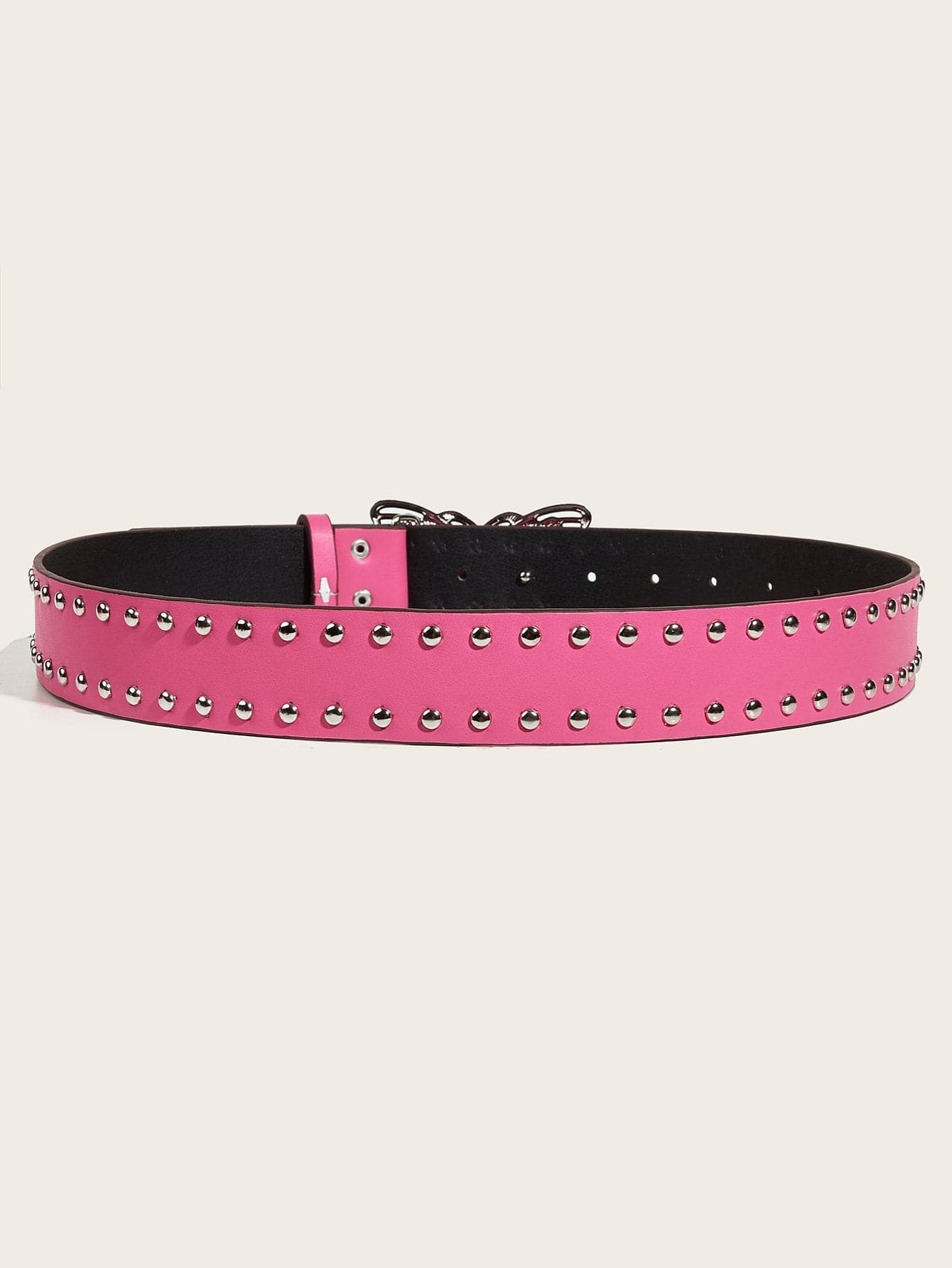 Silver butterfly hollow out beaded PU leather belt  | Festival Outfits Women