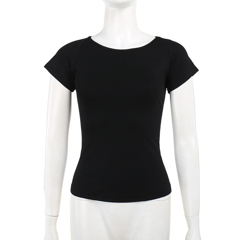 Short sleeve round neck print mesh top  | Festival Outfits Women