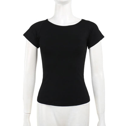 Short sleeve round neck print mesh top  | Festival Outfits Women