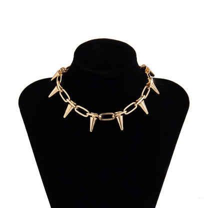 Rivet decor metal chain choker necklace  | Festival Outfits Women