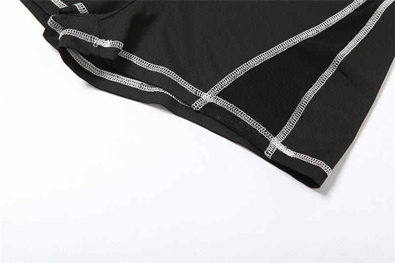 High neck stitch zip-up tank romper  | Festival Outfits Women