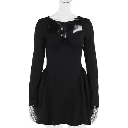 Long sleeve sweetheart neck bowknot mini dress  | Festival Outfits Women
