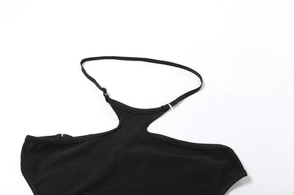 Halter hollow out solid backless pant set  | Festival Outfits Women