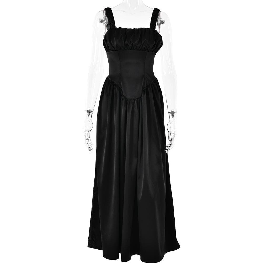 Ruched corset zip-up satin cami maxi dress  | Festival Outfits Women