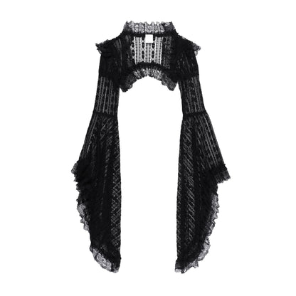 Long flared sleeve lace ruffle shrug top  | Festival Outfits Women
