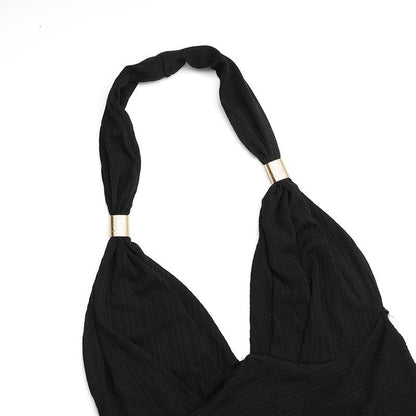 Halter v neck knotted backless maxi skirt set  | Festival Outfits Women