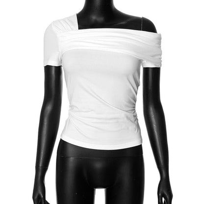 Ruched off shoulder solid irregular top  | Festival Outfits Women