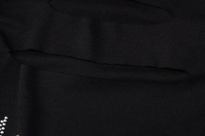 Sleeveless crewneck hollow out beaded contrast crop cut out top