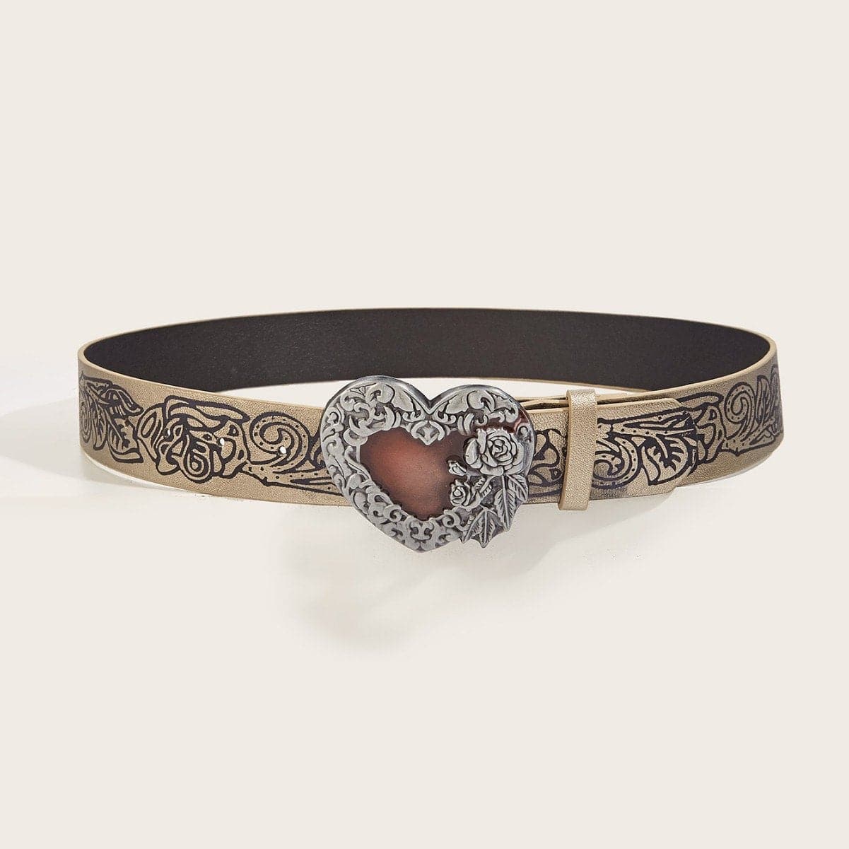 Heart print PU leather adjustable belt  | Festival Outfits Women