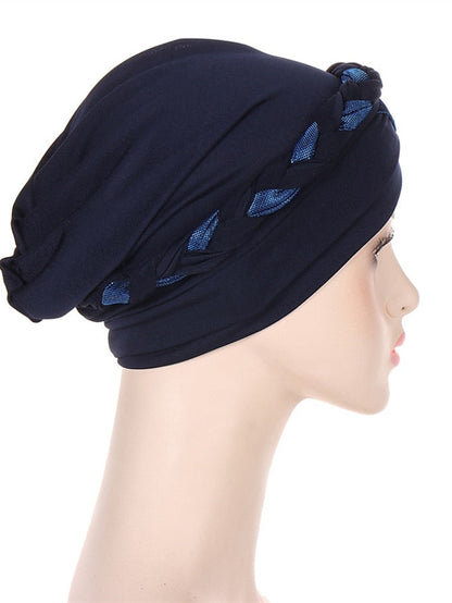 Muslim Turban Glitter Braids Women Forehead Cross Inner Hijab Islamic Head Wrap Arab Underscarf Bonnet Stretchy Cap for Women